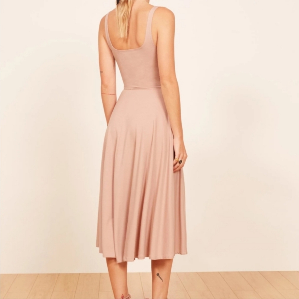 NWT Reformation Blush Pink‎ Rou Scoop Neck Fit & Flare Jersey Knit Midi Dress XL - Picture 5 of 5
